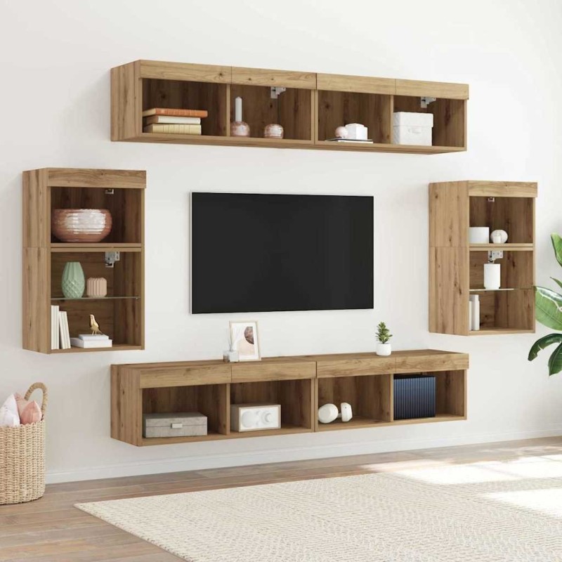 Ensemble meuble TV 8 pcs chêne artisanal Bois d'ingénierie 581149581149