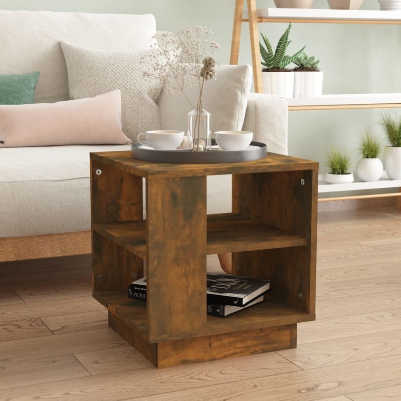 Table basse chêne fumé 40x40x43 cm bois d'ingénierie 581159581159