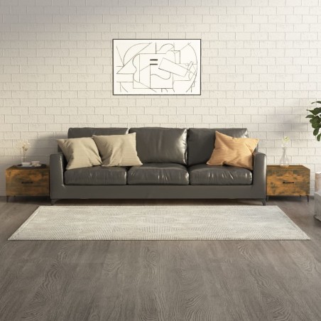 Tables basses avec pieds en métal 2 pcs Chêne fumé 50x50x40 cm 581171581171