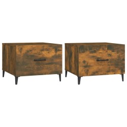 Tables basses avec pieds en métal 2 pcs Chêne fumé 50x50x40 cm 581171581171