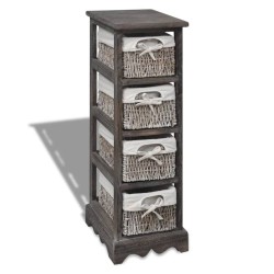 Étagère de rangement Bois Marron 4 paniers en tissage  581172581172