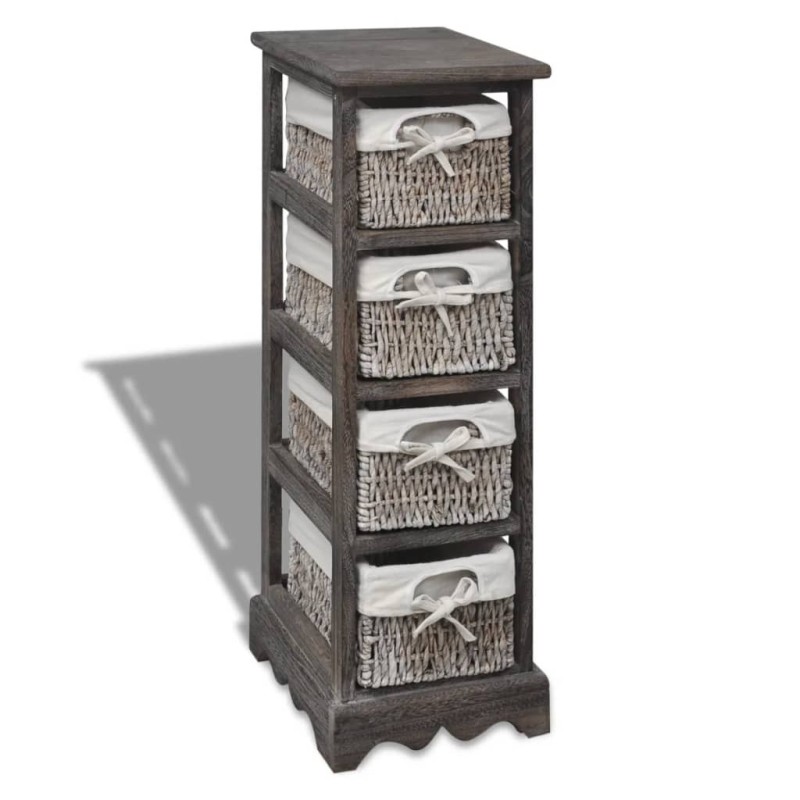 Étagère de rangement Bois Marron 4 paniers en tissage  581172581172