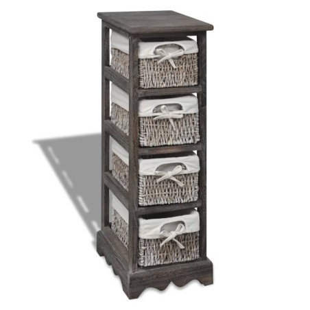 Étagère de rangement Bois Marron 4 paniers en tissage  581172581172