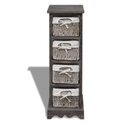 Étagère de rangement Bois Marron 4 paniers en tissage  581172581172