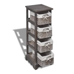 Étagère de rangement Bois Marron 4 paniers en tissage  581172581172
