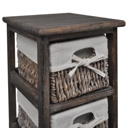Étagère de rangement Bois Marron 4 paniers en tissage  581172581172