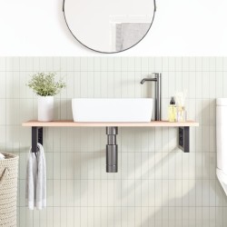 Étagère de vasque murale acier et bois de chêne massif 581173581173