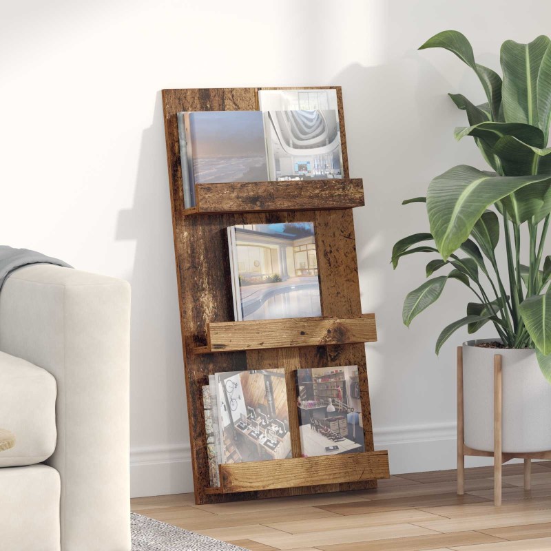 Étagère à magazines avec étagère Bois ancien 51 x 11 x 102 cm 581176581176