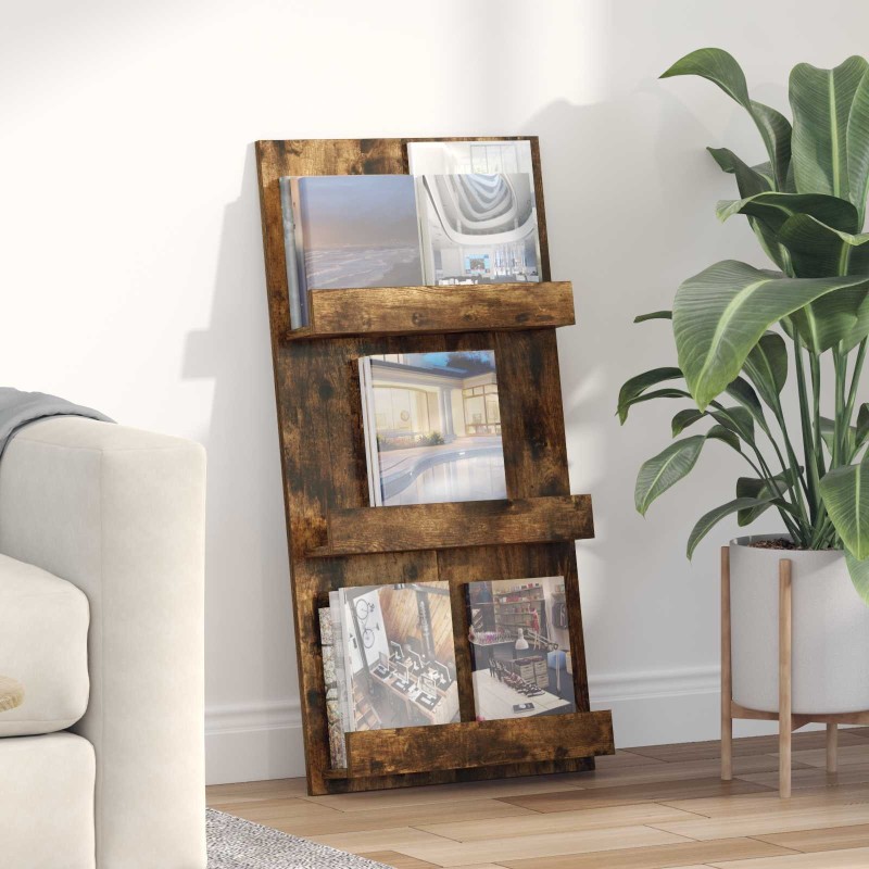 Étagère à magazines avec étagère Chêne fumé 51 x 11 x 102 cm 581179581179