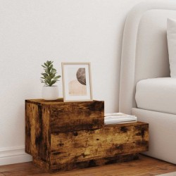 Table de chevet avec lumières LED chêne fumé 70x36x40,5 cm 581192581192