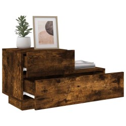 Table de chevet avec lumières LED chêne fumé 70x36x40,5 cm 581192581192