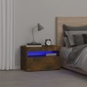 Table de chevet avec lumières LED Chêne fumé 60x35x40 cm 581193581193