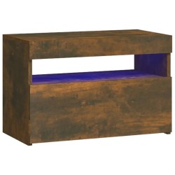 Table de chevet avec lumières LED Chêne fumé 60x35x40 cm 581193581193