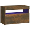 Table de chevet avec lumières LED Chêne fumé 60x35x40 cm 581193581193