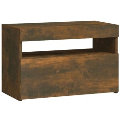 Table de chevet avec lumières LED Chêne fumé 60x35x40 cm 581193581193