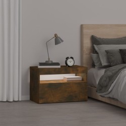 Table de chevet avec lumières LED Chêne fumé 60x35x40 cm 581193581193