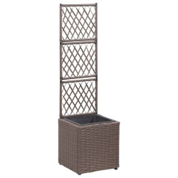 Lit surélevé treillis 1 pot 30x30x107 cm Résine tressée Marron 581194581194