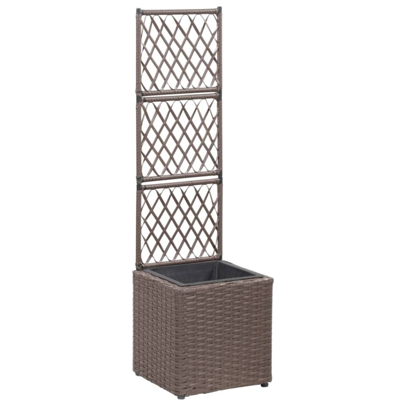 Lit surélevé treillis 1 pot 30x30x107 cm Résine tressée Marron 581194581194