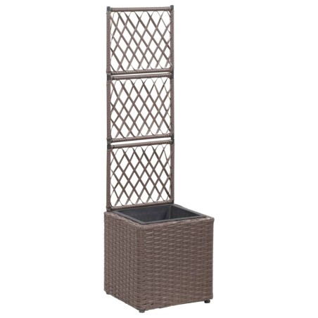 Lit surélevé treillis 1 pot 30x30x107 cm Résine tressée Marron 581194581194