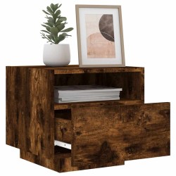 Table de chevet avec lumières LED chêne fumé 40x39x37 cm 581195581195
