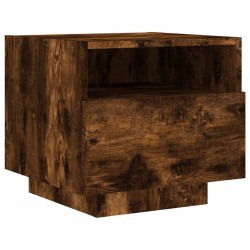 Table de chevet avec lumières LED chêne fumé 40x39x37 cm 581195581195