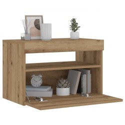 Table de chevet avec lumières LED chêne artisanal 60x35x40 cm 581197581197
