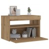 Table de chevet avec lumières LED chêne artisanal 60x35x40 cm 581197581197
