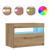 Table de chevet avec lumières LED chêne artisanal 60x35x40 cm 581197581197