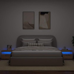 Table de chevet avec lumières LED chêne artisanal 60x35x40 cm 581197581197