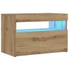 Table de chevet avec lumières LED chêne artisanal 60x35x40 cm 581197581197