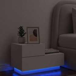 Table de chevet avec lumières LED blanc 70x36x40,5 cm 581198581198