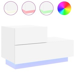 Table de chevet avec lumières LED blanc 70x36x40,5 cm 581198581198