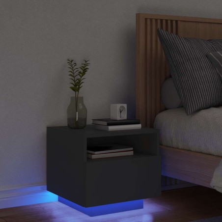 Table de chevet avec lumières LED noir 40x39x37 cm 581200581200