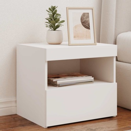Table de chevet avec lumières LED blanc 50x40x45 cm 581201581201