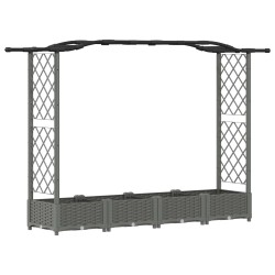 Lit Élevé avec Treillis et Toit Gris clair 207 x 40 x 123 cm PP 581202581202