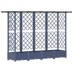 Lit Élevé avec Treillis et Toit Gris 202,5 x 40 x 121 cm PP 581203581203