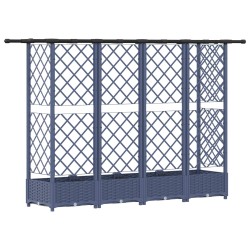 Lit Élevé avec Treillis et Toit Gris 202,5 x 40 x 121 cm PP 581203581203