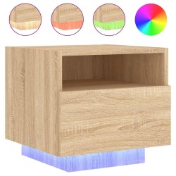 Table de chevet avec lumières LED chêne sonoma 40x39x37 cm 581204581204