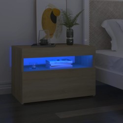 Table de chevet avec lumières LED chêne sonoma 60x35x40 cm 581205581205
