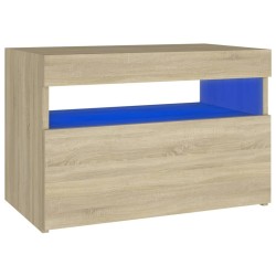 Table de chevet avec lumières LED chêne sonoma 60x35x40 cm 581205581205