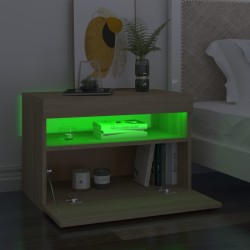 Table de chevet avec lumières LED chêne sonoma 60x35x40 cm 581205581205