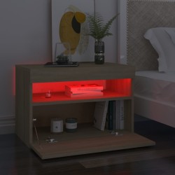 Table de chevet avec lumières LED chêne sonoma 60x35x40 cm 581205581205