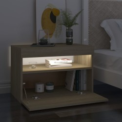 Table de chevet avec lumières LED chêne sonoma 60x35x40 cm 581205581205