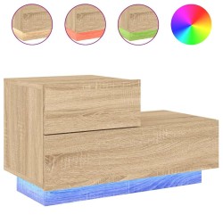 Table de chevet avec lumières LED chêne sonoma 70x36x40,5 cm 581213581213