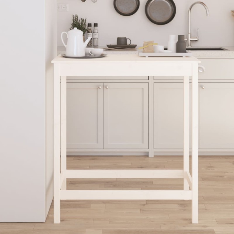 Table de bar blanc 100x50x110 cm bois massif de pin 581214581214