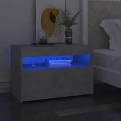 Table de chevet avec lumières LED gris béton 60x35x40 cm 581217581217