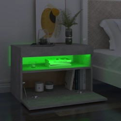 Table de chevet avec lumières LED gris béton 60x35x40 cm 581217581217