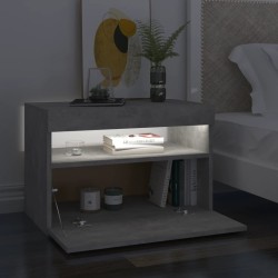 Table de chevet avec lumières LED gris béton 60x35x40 cm 581217581217