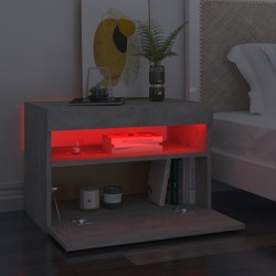 Table de chevet avec lumières LED gris béton 60x35x40 cm 581217581217