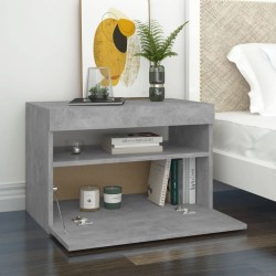 Table de chevet avec lumières LED gris béton 60x35x40 cm 581217581217